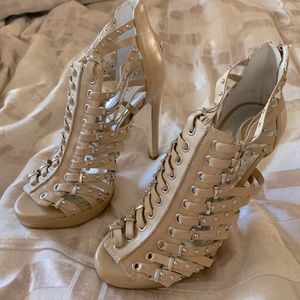 BCBG strappy studded stiletto sandals - size 7